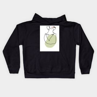 Minimal Line Drawing Woman Neck Kids Hoodie